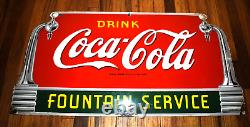 RARE 1930s PORCELAIN Drink Coca Cola Coke Soda Fountain Service Advertising SIGN