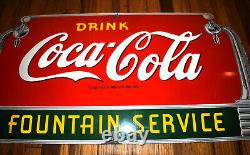 RARE 1930s PORCELAIN Drink Coca Cola Coke Soda Fountain Service Advertising SIGN