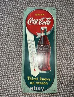 RARE 1940'S Coca Cola Masonite Thermometer AM 5-4 17H x 7W Coke sign