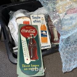RARE 1940'S Coca Cola Masonite Thermometer AM 5-4 17H x 7W Coke sign