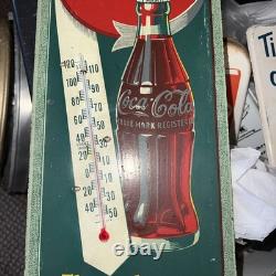 RARE 1940'S Coca Cola Masonite Thermometer AM 5-4 17H x 7W Coke sign