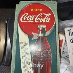 RARE 1940'S Coca Cola Masonite Thermometer AM 5-4 17H x 7W Coke sign