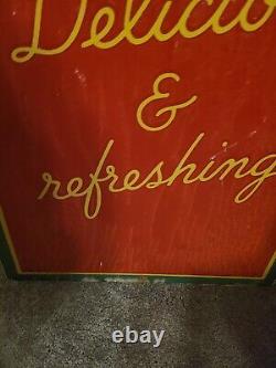 RARE 1940s WW-2 ORIGINAL 54X 18 VINTAGE BETTY GIRL COCA-COLA SIGN MASONITE