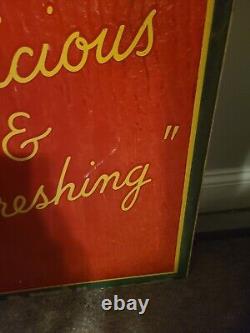RARE 1940s WW-2 ORIGINAL 54X 18 VINTAGE BETTY GIRL COCA-COLA SIGN MASONITE