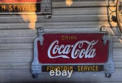 RARE 1941 cast iron Drink Coca Cola Coke Soda Fountain Service Advertising Sign