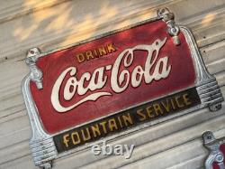 RARE 1941 cast iron Drink Coca Cola Coke Soda Fountain Service Advertising Sign