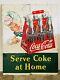 RARE 1948 Coca Cola Sign 94x118 Metal Billboard Sprite Boy HUGE Original LOOK