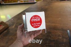 RARE 1950s COCA COLA PAINTED METAL NAPKIN HOLDER SIGN COKE RC BOTTLE CRUSH