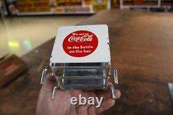 RARE 1950s COCA COLA PAINTED METAL NAPKIN HOLDER SIGN COKE RC BOTTLE CRUSH
