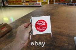 RARE 1950s COCA COLA PAINTED METAL NAPKIN HOLDER SIGN COKE RC BOTTLE CRUSH