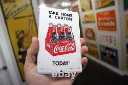 RARE 1950s COCA COLA SODA POP STAMPED PAINTED METAL SIGN 6PACK BOTTLE CARTON