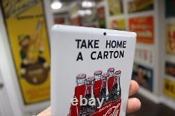 RARE 1950s COCA COLA SODA POP STAMPED PAINTED METAL SIGN 6PACK BOTTLE CARTON