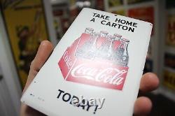 RARE 1950s COCA COLA SODA POP STAMPED PAINTED METAL SIGN 6PACK BOTTLE CARTON