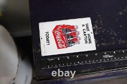 RARE 1950s COCA COLA SODA POP STAMPED PAINTED METAL SIGN 6PACK BOTTLE CARTON