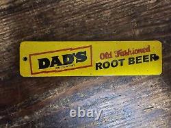 RARE 1950s DAD'S ROOT BEER PORCELAIN METAL CRATE TAG SIGN COKE COLA SODA DEALER