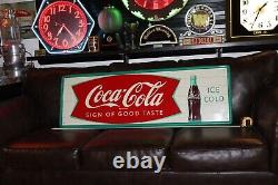 RARE 1950s ICE COLD COCA COLA MCA EMBOSSED METAL SIGN OF GOOD TASTE SODA POP