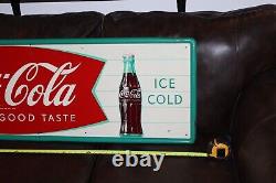 RARE 1950s ICE COLD COCA COLA MCA EMBOSSED METAL SIGN OF GOOD TASTE SODA POP