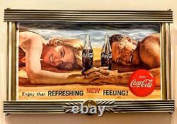 RARE 1960 Coca-Cola Double-Sided Cardboard Litho Sign & Kay Displays 1940s Frame