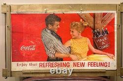 RARE 1960 Coca-Cola Double-Sided Cardboard Litho Sign & Kay Displays 1940s Frame