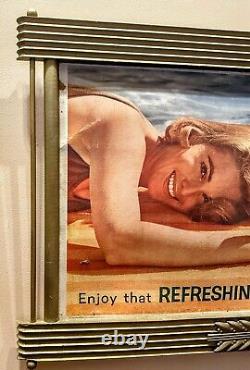 RARE 1960 Coca-Cola Double-Sided Cardboard Litho Sign & Kay Displays 1940s Frame