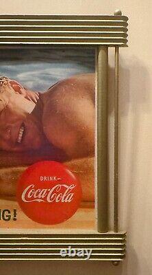 RARE 1960 Coca-Cola Double-Sided Cardboard Litho Sign & Kay Displays 1940s Frame