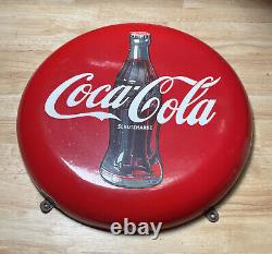 RARE 1960's Austria Coca-Cola SCHUTZMARKE 16 Dia Dome Metal Porcelain Sign