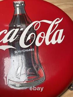 RARE 1960's Austria Coca-Cola SCHUTZMARKE 16 Dia Dome Metal Porcelain Sign