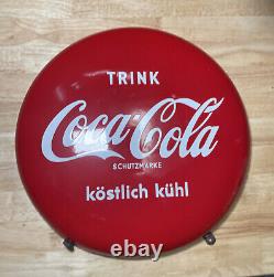 RARE 1970-80's Austrian Coca-Cola 16 Dia Dome Metal Porcelain Sign NOS Austria