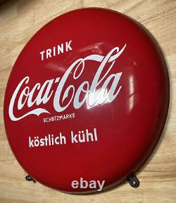 RARE 1970-80's Austrian Coca-Cola 16 Dia Dome Metal Porcelain Sign NOS Austria