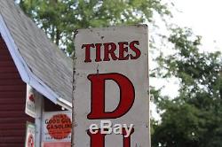 RARE 72 1950's DUNLOP TIRES METAL SIGN GAS OIL COKE TEXAS FORD