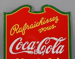 RARE! Antique 1930s COCA-COLA French Canadian 2-Sided Porcelain Flange Sign