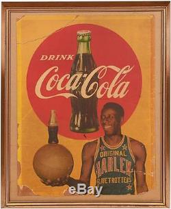 RARE! Circa 1952 Goose Tatum, Harlem Globetrotters, Coca-Cola Cardboard Sign