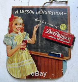 RARE Dr Pepper Soda Pop Cardboard Fan or Light Pull SIGN A Lesson In Nutrition