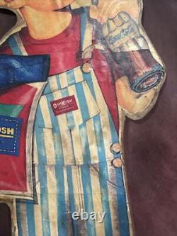 RARE Early Masonite Coca Cola Soda & Osh Kosh B'Gosh Overalls Store Display Sign