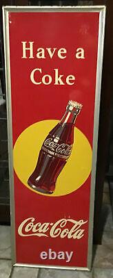 RARE HAVE A COKE 1948 COCA-COLA Large 18 X 54 SIGN COKE BOTTLE