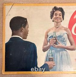 RARE HISTORIC 1957 African-American Coca Cola Sign 36x20 Cardboard Damaged