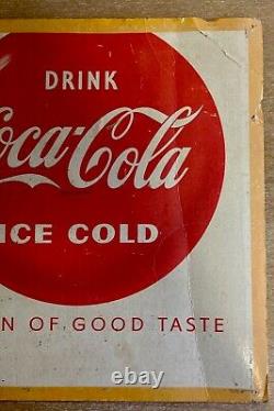 RARE HISTORIC 1957 African-American Coca Cola Sign 36x20 Cardboard Damaged