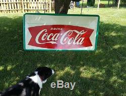 RARE Large 6 x 3 feet 1964 Robertson fishtail style Coca-Cola sign