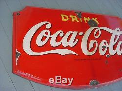 RARE NICE 1941 Vintage DRINK COCA COLA Old Die-Cut Porcelain Sign