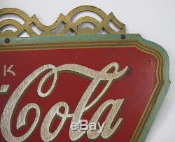RARE ORIGINAL 1930s COCA-COLA Wood Triangle Advertising Sign by Kay Displays yqz