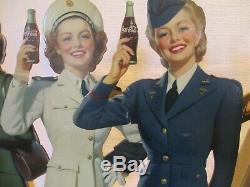 RARE ORIGINAL 1944 COCA COLA SERVICE GIRLS COMPLETE SET WithSTAND RARE MILITARY