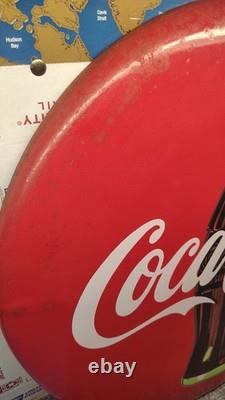 RARE & ORIGINAL 1992 20 Round COCA COLA Tin Button Sign. See VIDEO