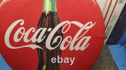 RARE & ORIGINAL 1992 20 Round COCA COLA Tin Button Sign. See VIDEO