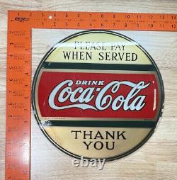 RARE Original 1927 Coca Cola Fountain 11 Dia Glass Round Sign Very Hard To Find