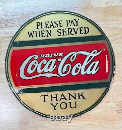 RARE Original 1927 Coca Cola Fountain 11 Dia Glass Round Sign Very Hard To Find