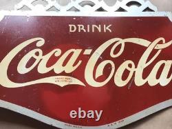 RARE Original EARLY 1936 COCA COLA Soda Fountain METAL FLANGE SIGN SCARCE+++