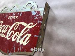 RARE Original EARLY 1936 COCA COLA Soda Fountain METAL FLANGE SIGN SCARCE+++