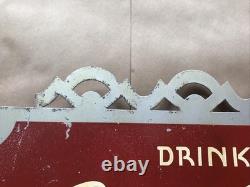 RARE Original EARLY 1936 COCA COLA Soda Fountain METAL FLANGE SIGN SCARCE+++