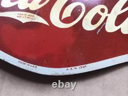 RARE Original EARLY 1936 COCA COLA Soda Fountain METAL FLANGE SIGN SCARCE+++