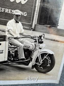 RARE Photo Harley Davidson Coca Cola Coke Package Truck Servicar 1930s 1920 Sign